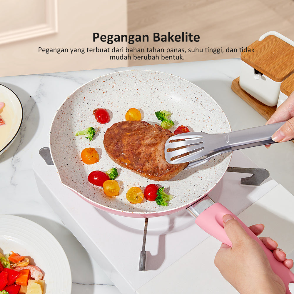 Freemir Teflon 24 cm Anti Lengket Granit BPA Free PFOA Free Teflon Anti Lengket Panggang Peralatan Dapur Minimalis Gagang Silikon Anti Panas